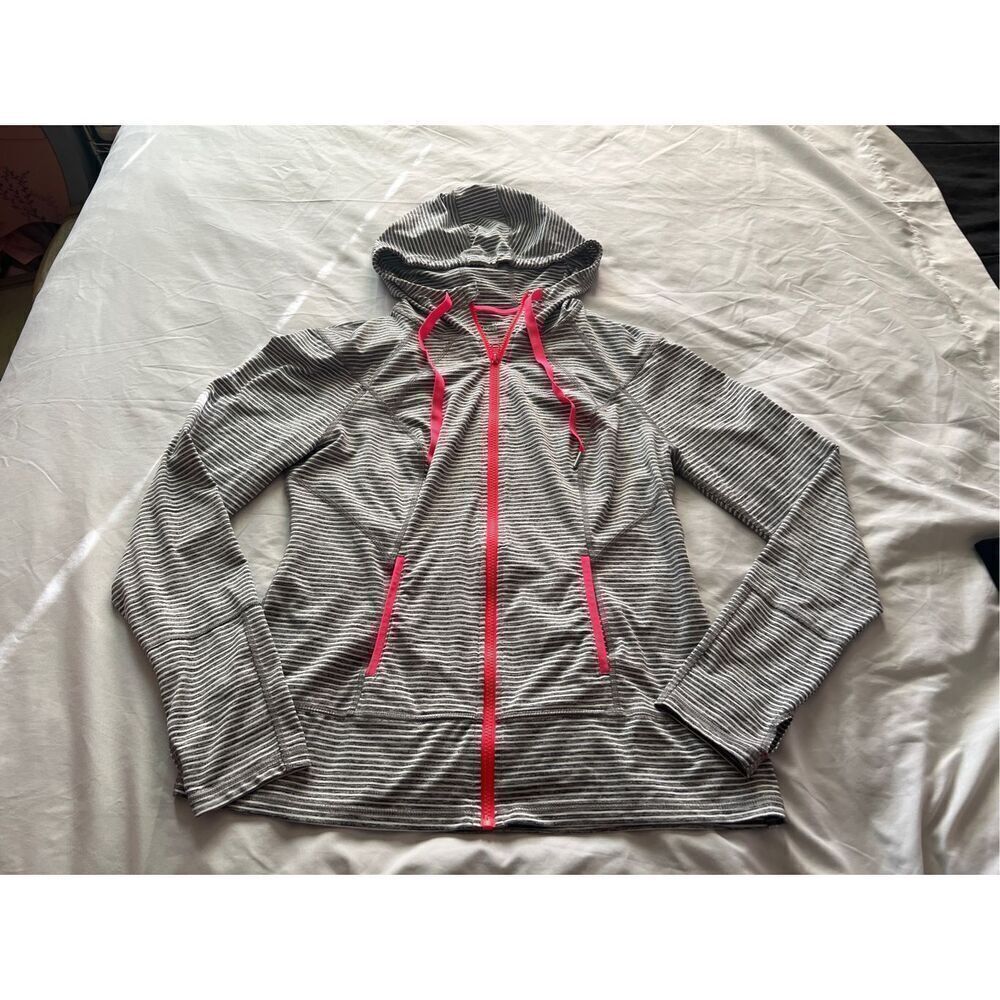 Lukka Grey Striped Full Zip Hoodie Woman’s Size Large